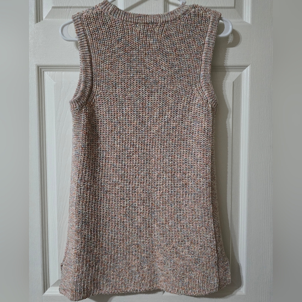 NWOT Ella Moss Cable Knit Sweater Tank Top/Vest, Tunic Length, Beige/Multicolor. - Picture 6 of 11